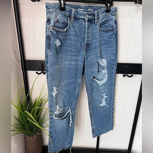 Old Navy high rise slouchy straight distressed jeans size 6 - Picture 8 of 14